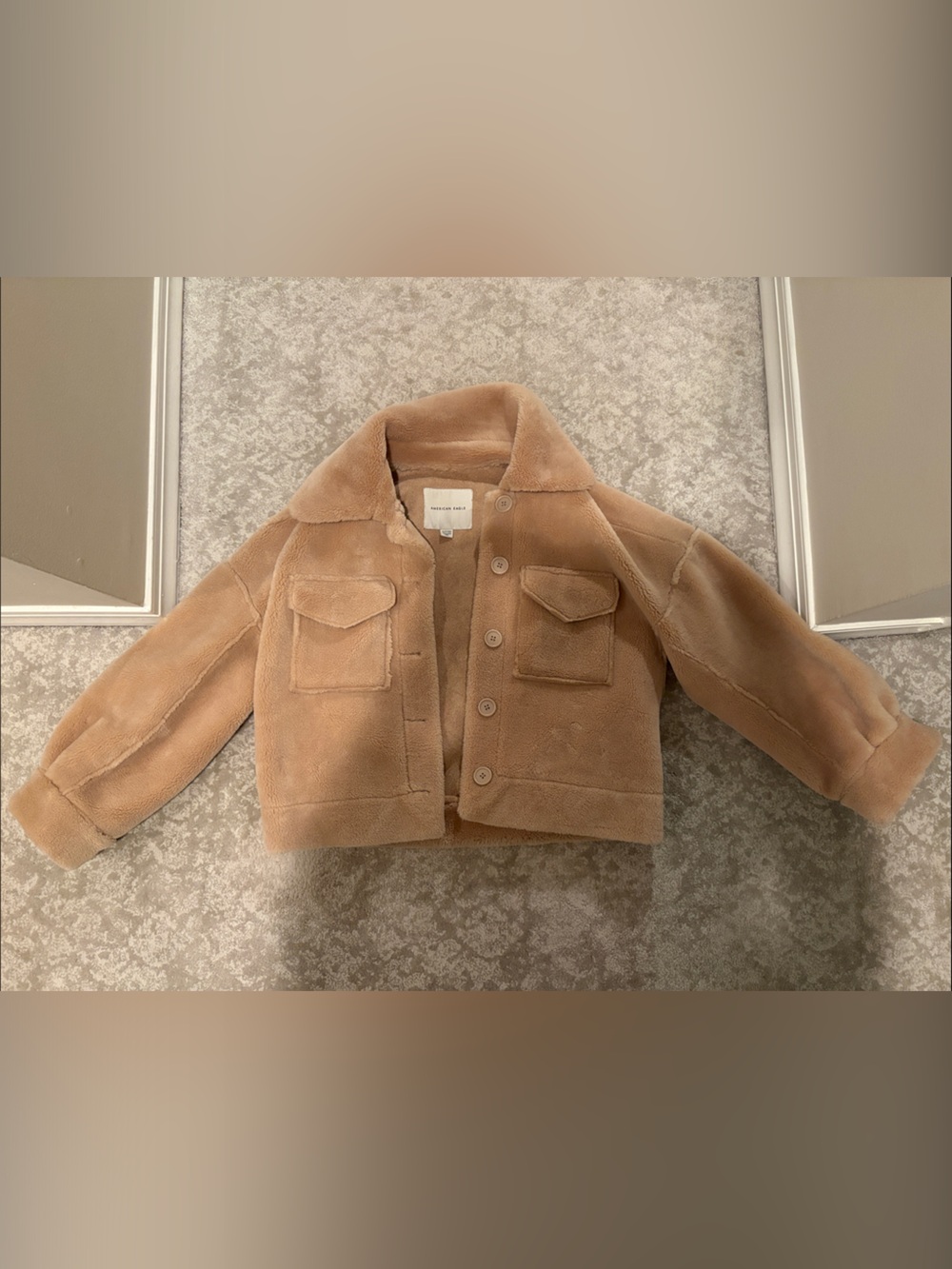 American Eagle Outfitters Plush Teddy Jacket - Tan